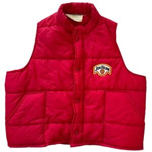 VTG Holloway Jim Beam XL Red Full Snap‎ and Zip Men's Sleeveless Puffer Vest
